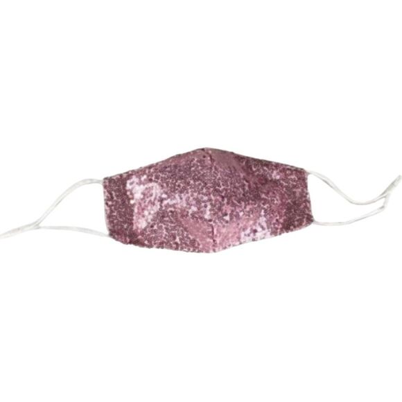 New Dressy Pink Sequin Gauze Face Mask With Filter Pocket - Picture 5 of 7